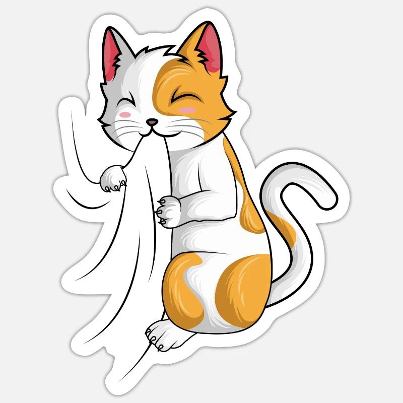 Félin - Sticker taille S (10 x 10 cm) - blanc mat