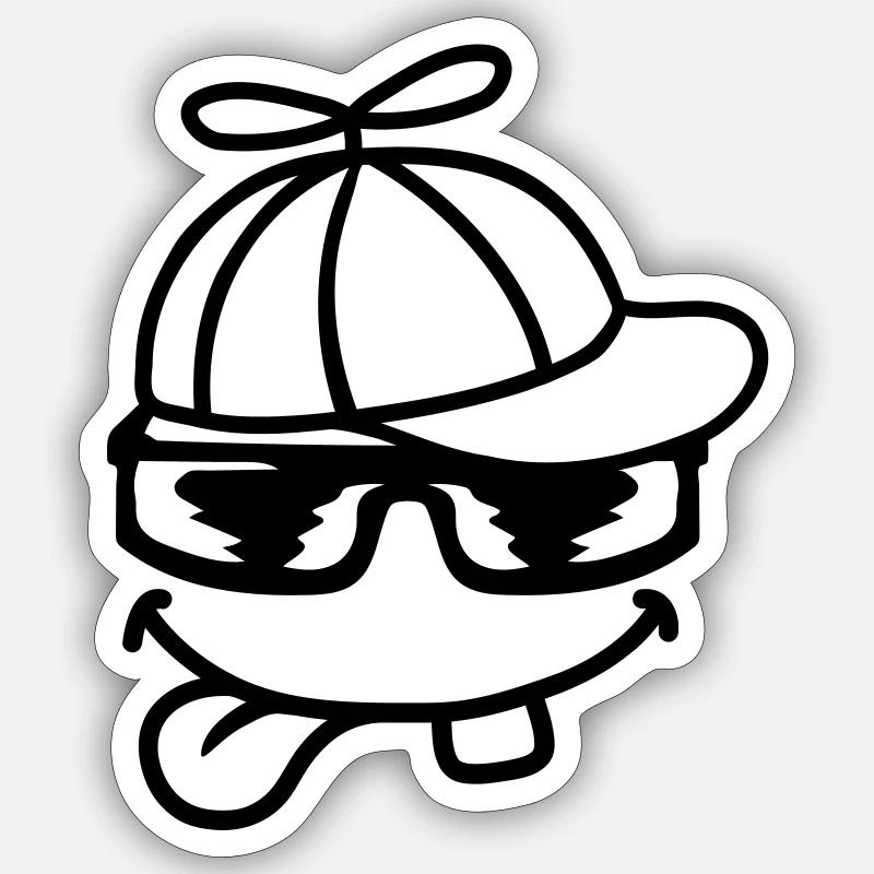 Gesicht Comic Propellermütze Windrad Sticker Größe S (10 x 10 cm)
