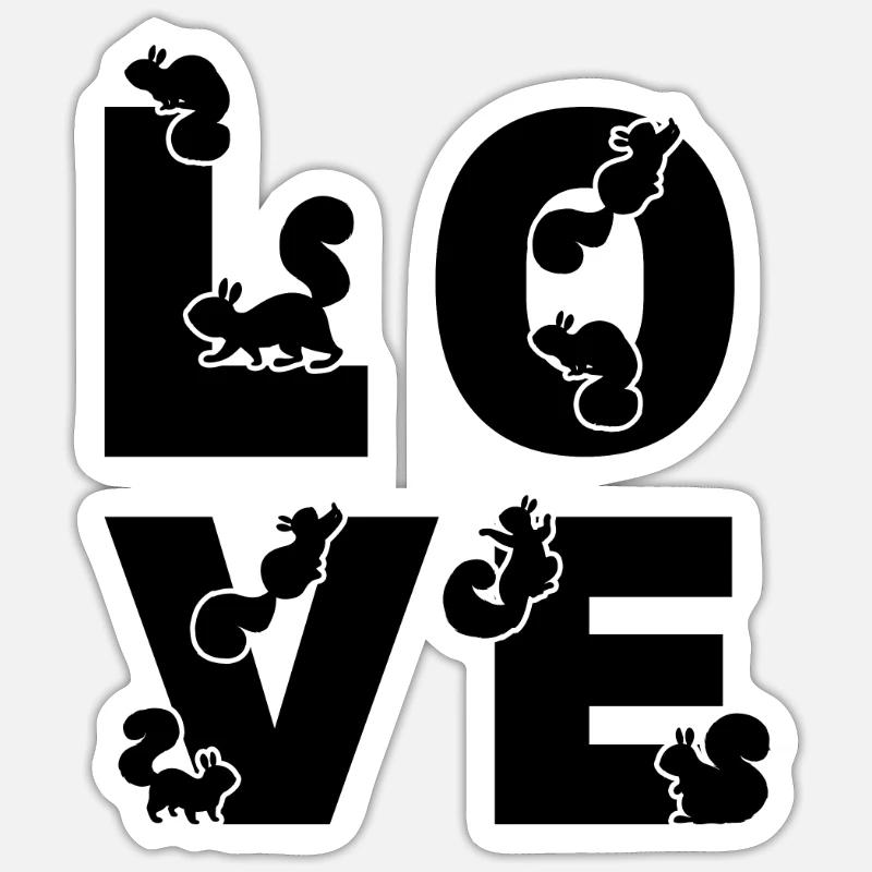 LOVE Squirrel Cute Squirrel Lover - Sticker size S (10 x 10 cm) - white matte