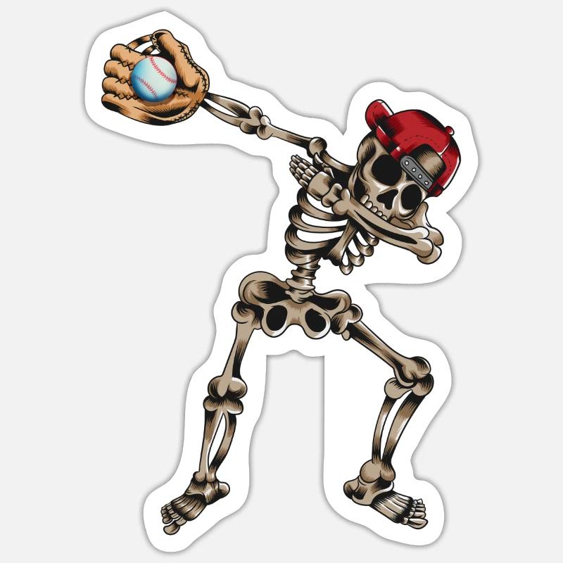 Skeleton Baseball Baseball Gant De Baseball Danse Dabbing Sticker taille S (10 x 10 cm)