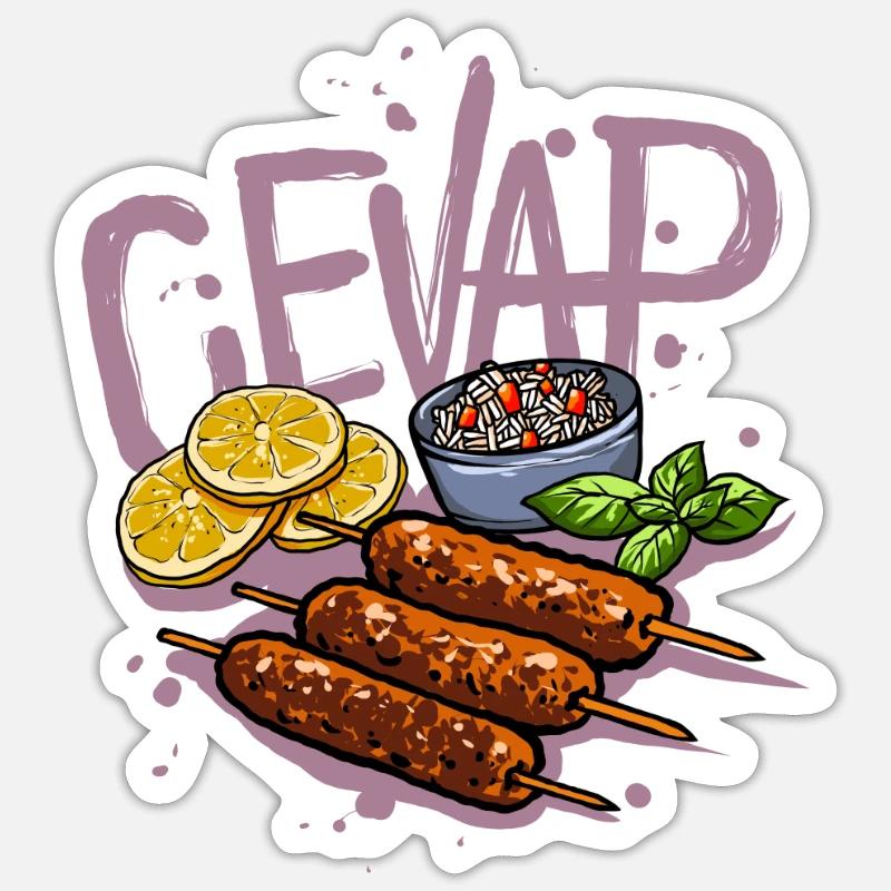 Cevap Serbian Grill Sausages Cevapi - Sticker size S (10 x 10 cm) - white matte