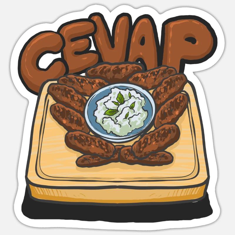 Cevap Saucisses Grillées Serbes Cevapi Sticker taille S (10 x 10 cm)