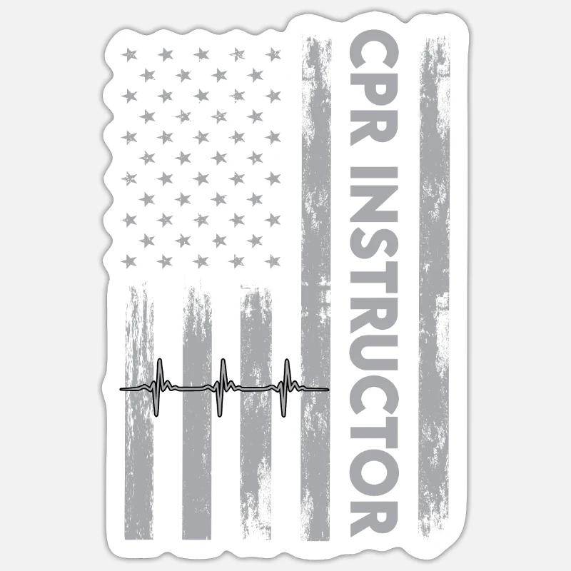 Instructeurs CPR aux États-Unis - Sticker taille S (10 x 10 cm) - blanc mat