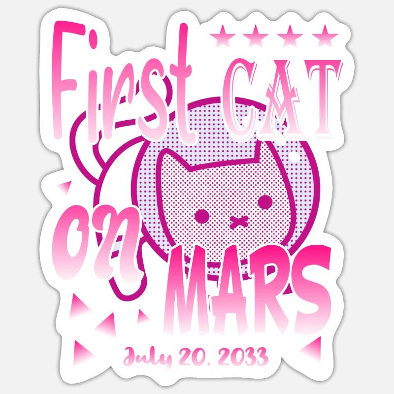 First Cat on Mars - Sticker Größe S (10 x 10 cm) - Mattweiß