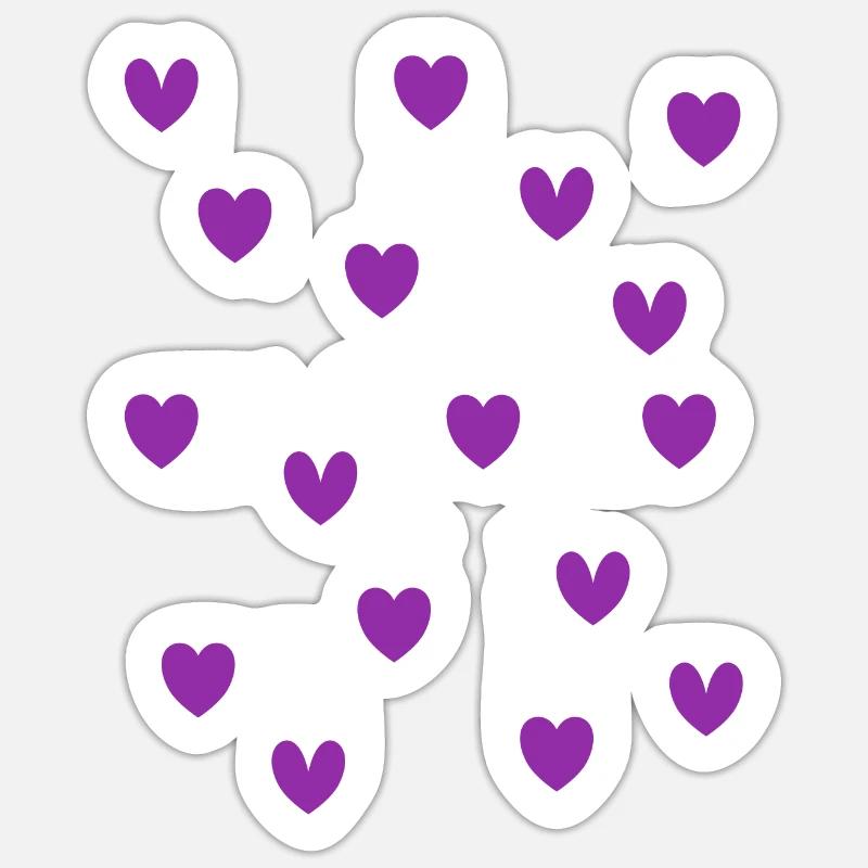 Cœurs violets - Sticker taille S (10 x 10 cm) - blanc mat