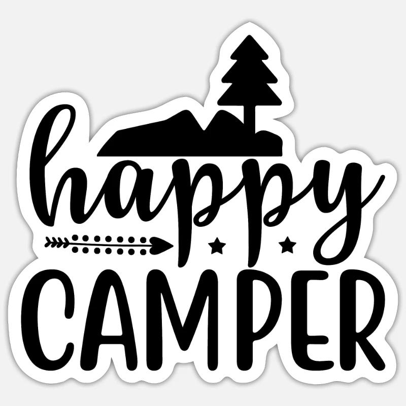 Glückliche Camper Wandershirt - Sticker Größe S (10 x 10 cm) - Mattweiß