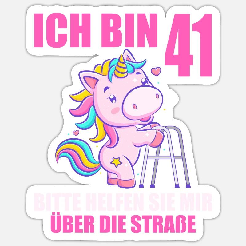 Ich bin 41 Bitte helfen Sie mir über Straße - Sticker Größe S (10 x 10 cm) - Mattweiß