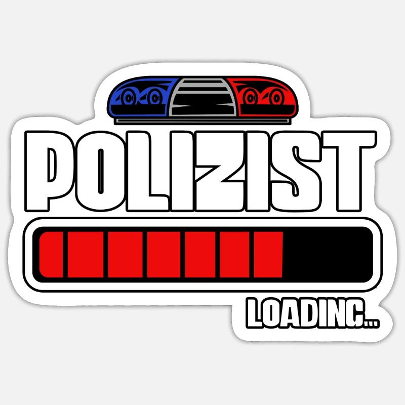 Polizist Loading Polizei - Sticker Größe S (10 x 10 cm) - Mattweiß