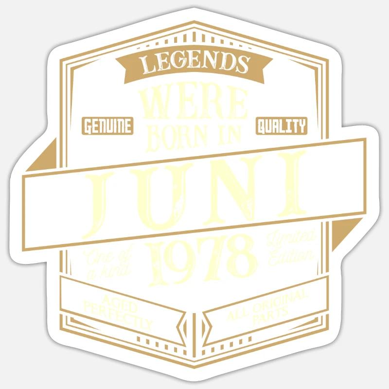 Juni 1978 Geburtstag Mann - Sticker Größe S (10 x 10 cm) - Mattweiß