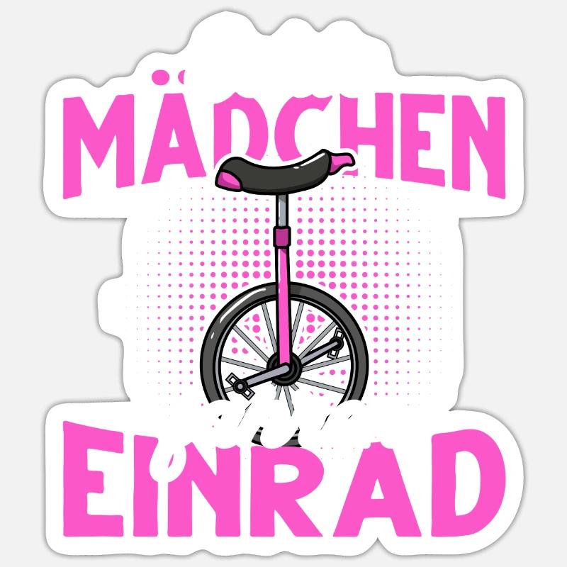 Echte Mädchen fahren Einrad - Sticker Größe S (10 x 10 cm) - Mattweiß