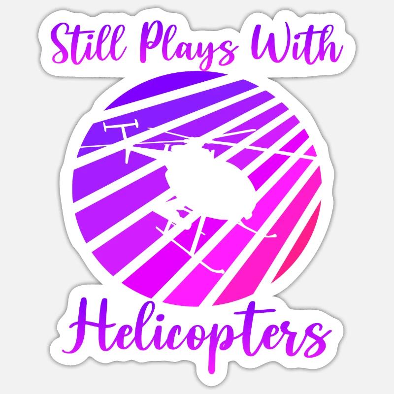 Hubschrauberpilot spielt immer noch mit - Sticker Größe S (10 x 10 cm) - Mattweiß