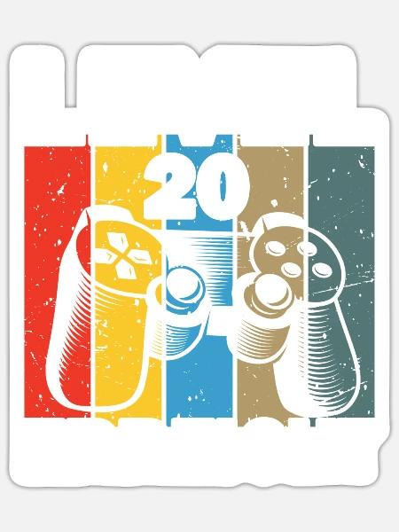 Level 20 Erreicht Gamer - Sticker Größe S (10 x 10 cm) - Mattweiß