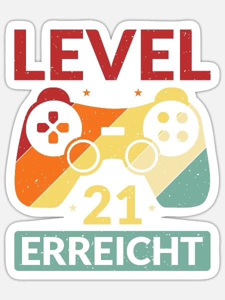Level 21 Erreicht Gamer - Sticker Größe S (10 x 10 cm) - Mattweiß