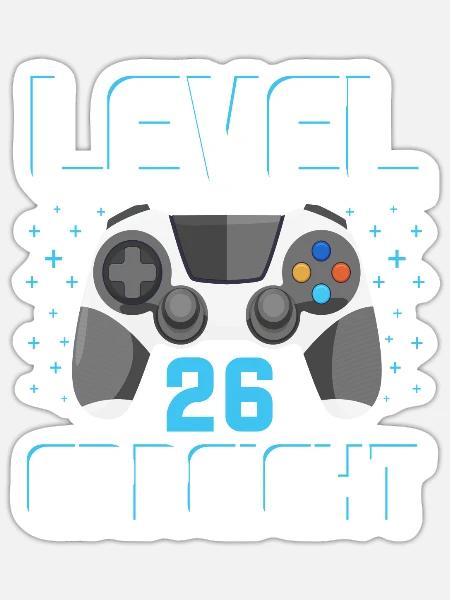Level 26 Erreicht Gamer - Sticker Größe S (10 x 10 cm) - Mattweiß
