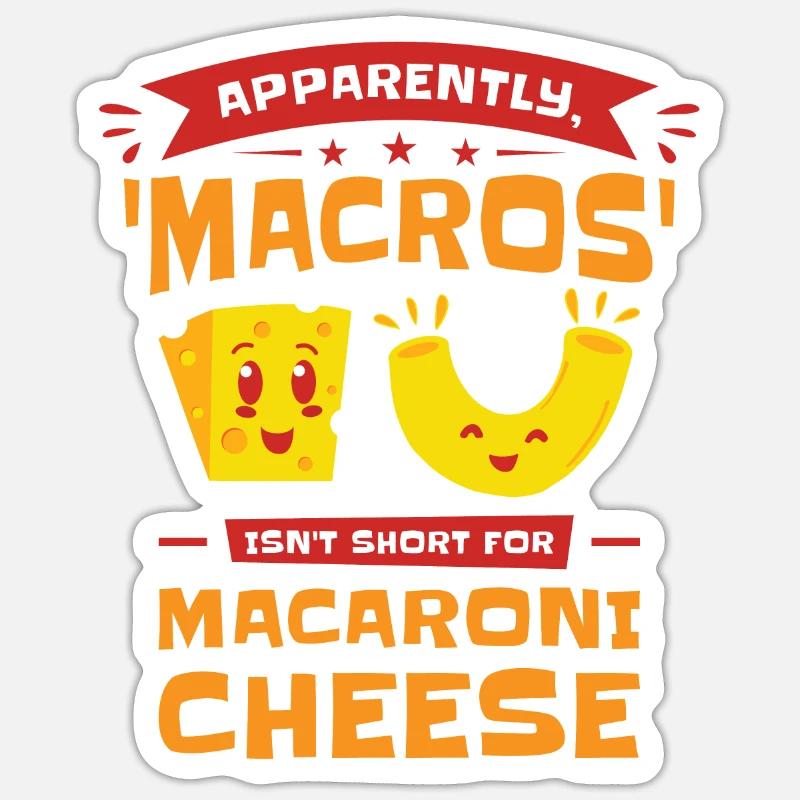 Keto Macros Diététicien Macaroni & Fromage - Sticker taille S (10 x 10 cm) - blanc mat