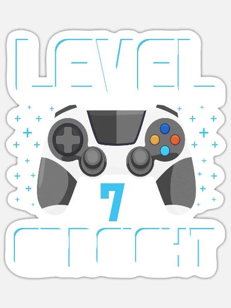 Level 7 Erreicht Gamer - Sticker Größe S (10 x 10 cm) - Mattweiß