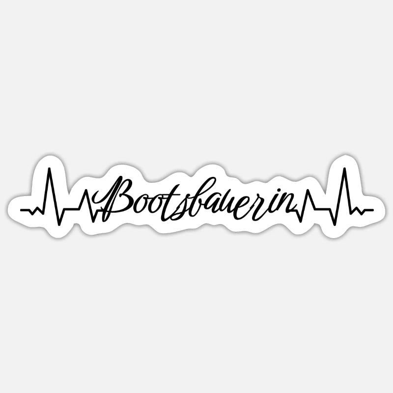 Schiffbauer Herzschlag Bootsbauerin - Sticker Größe S (10 x 10 cm) - Mattweiß