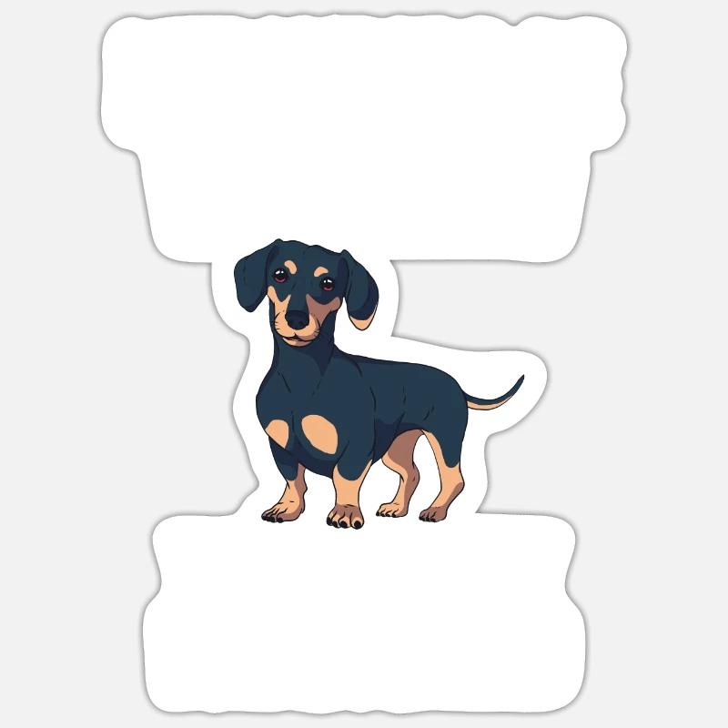 Chien teckel - Sticker taille S (10 x 10 cm) - blanc mat