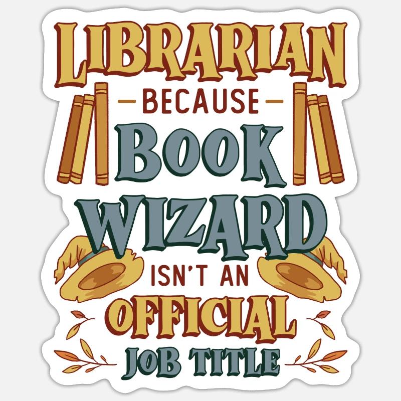 Funny librarian theme - Sticker size S (10 x 10 cm) - white matte