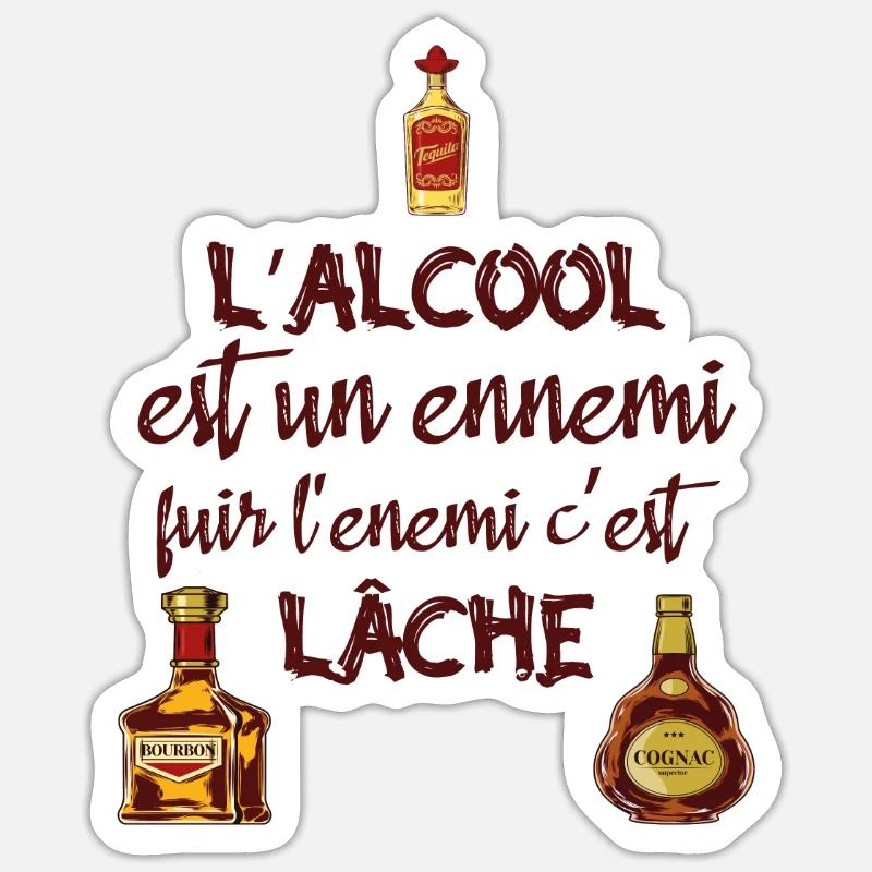 L'alcool est un ennemi - Sticker taille S (10 x 10 cm) - blanc mat