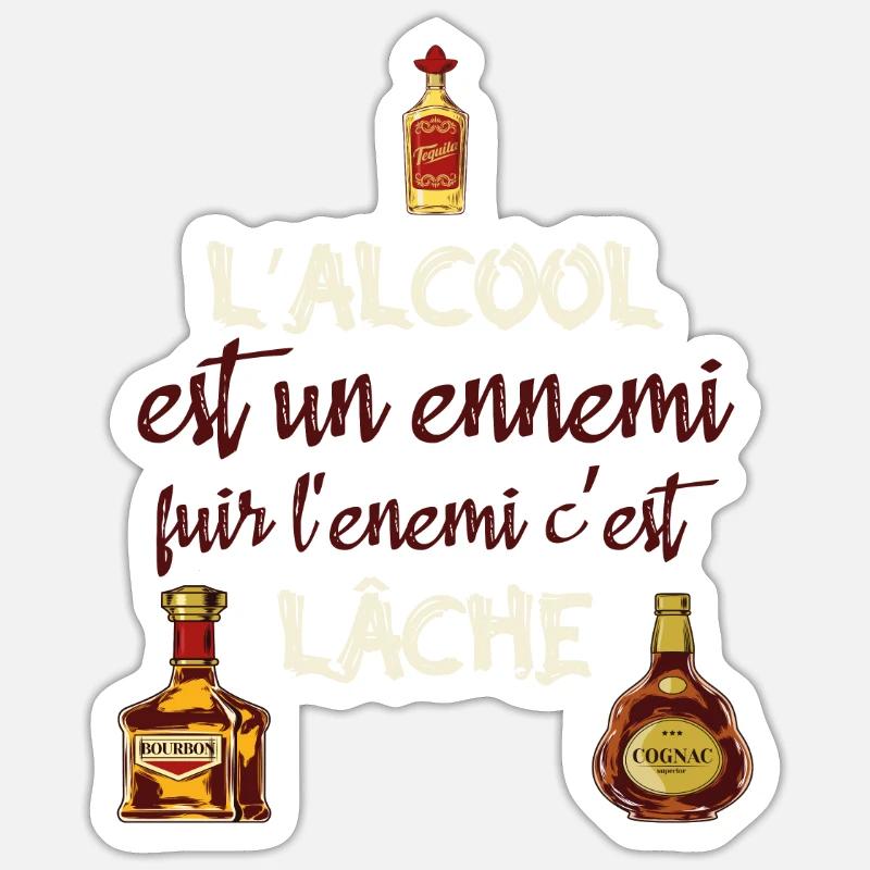 L'alcool est un ennemi - Sticker taille S (10 x 10 cm) - blanc mat