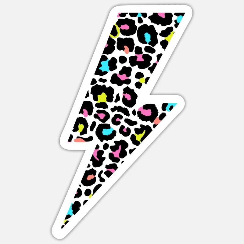 Leopard Lightning bolt, Leopard Print, Leopard Lov - Sticker size S (10 x 10 cm) - white matte