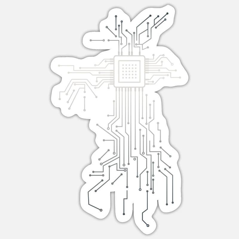PCB Platines Layout CPU Herz Computer Admin Nerd - Sticker taille S (10 x 10 cm) - blanc mat