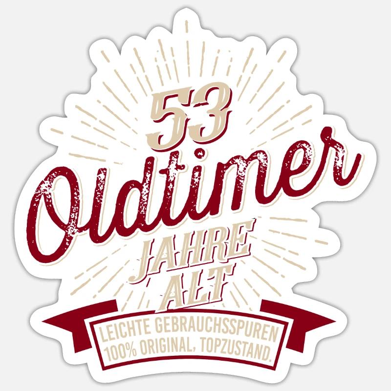 53. Geburtstag Oldtimer Sticker Größe S (10 x 10 cm)