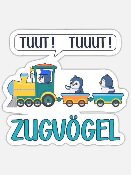 Pinguin Wortspiel Zugvögel Lustiger Spruch Zug - Sticker Größe S (10 x 10 cm) - Mattweiß