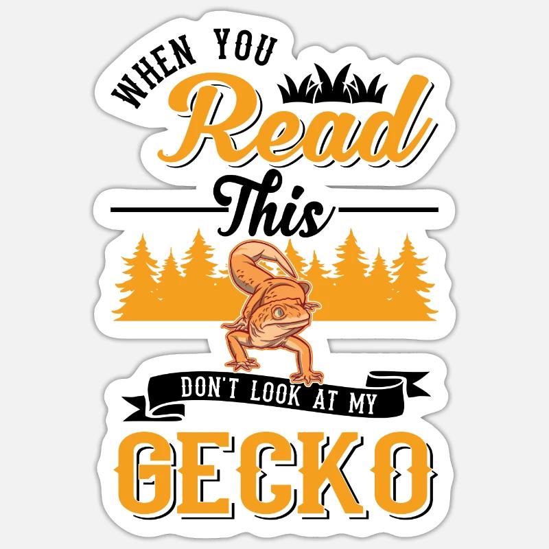 Gecko Geschenk Leopardgecko - Sticker Größe S (10 x 10 cm) - Mattweiß