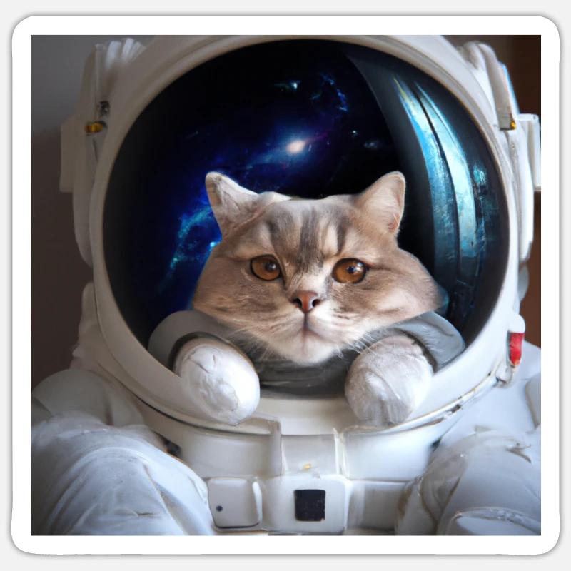 Chat dans l’espace Sticker taille S (10 x 10 cm)