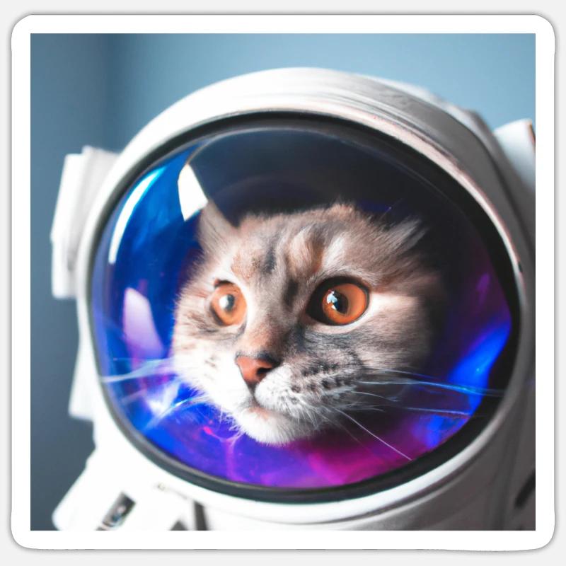 Chat dans l’espace Sticker taille S (10 x 10 cm)