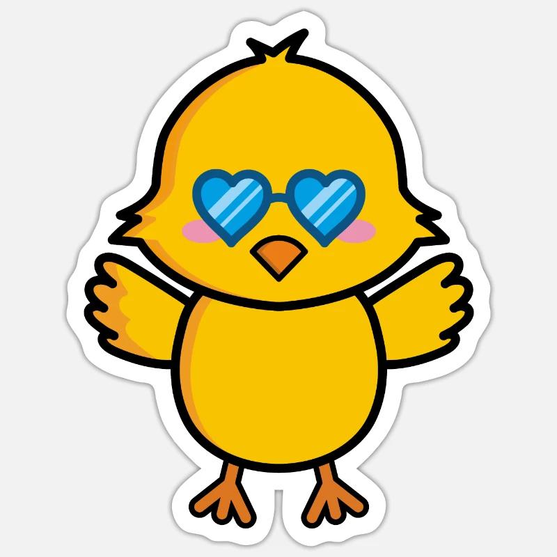 Küken Niedlich Geschenkidee - Sticker Größe S (10 x 10 cm) - Mattweiß