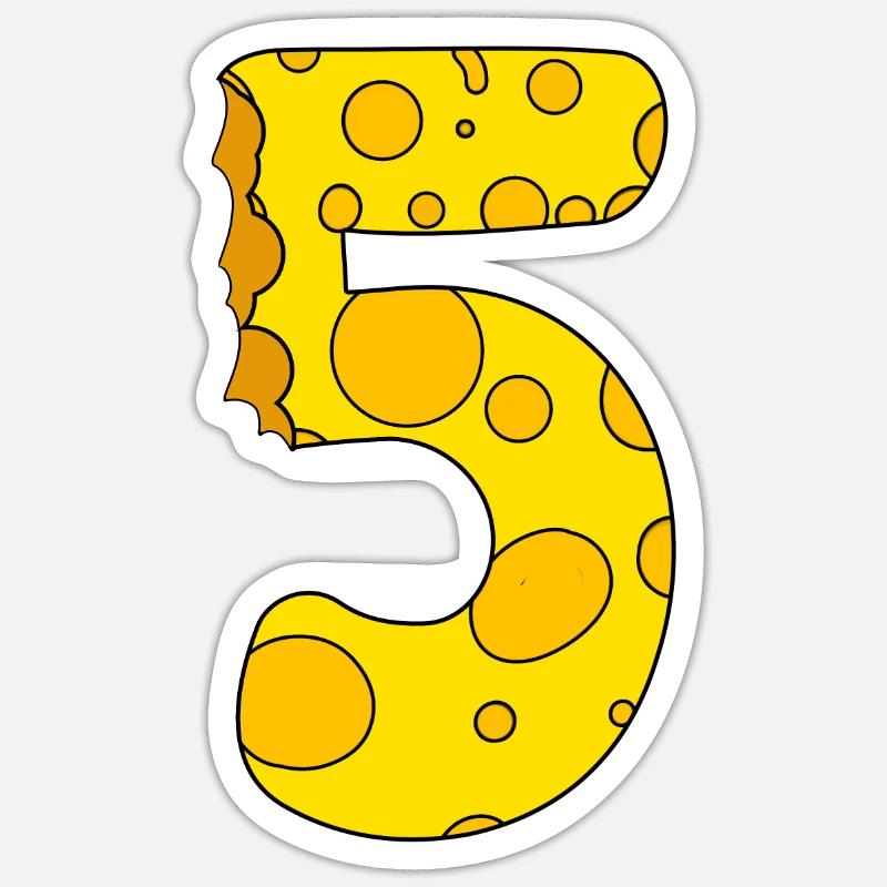 Fromage numéro 5 - Sticker taille S (10 x 10 cm) - blanc mat