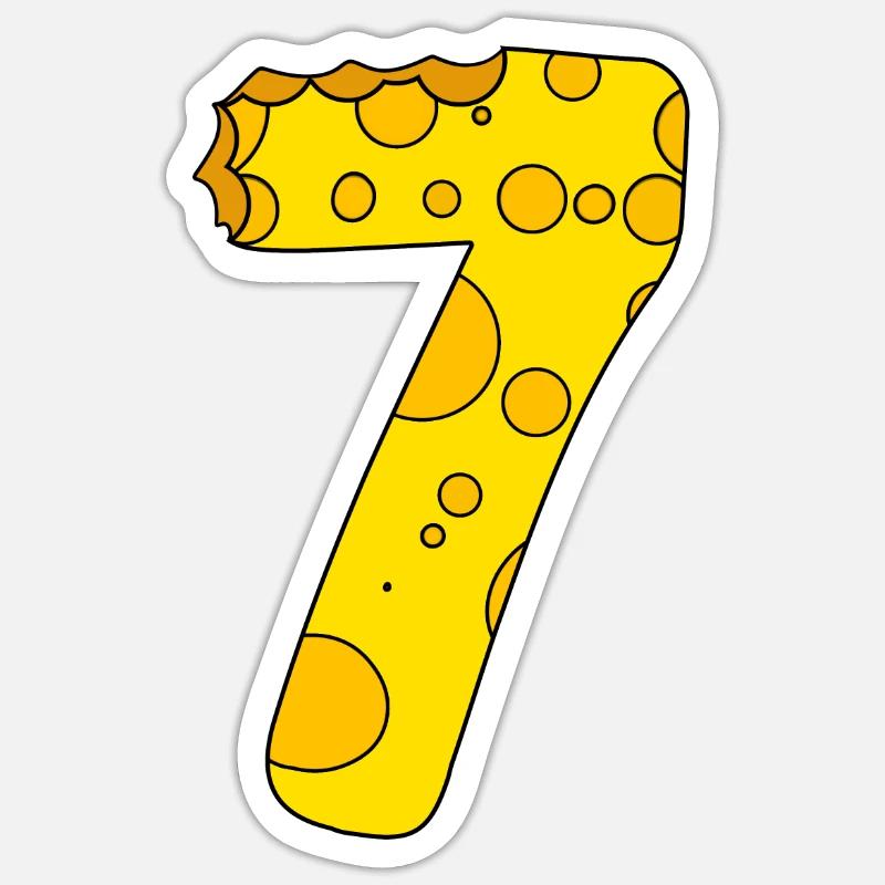 Numéro 7 Digit Cheese - Sticker taille S (10 x 10 cm) - blanc mat