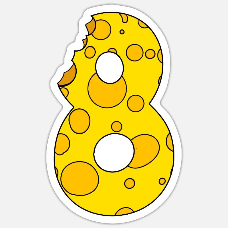 Numéro 8 Digit Cheese - Sticker taille S (10 x 10 cm) - blanc mat