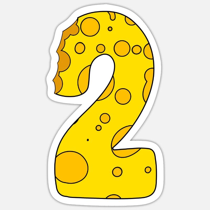 Number 2 Digit Cheese - Sticker size S (10 x 10 cm) - white matte