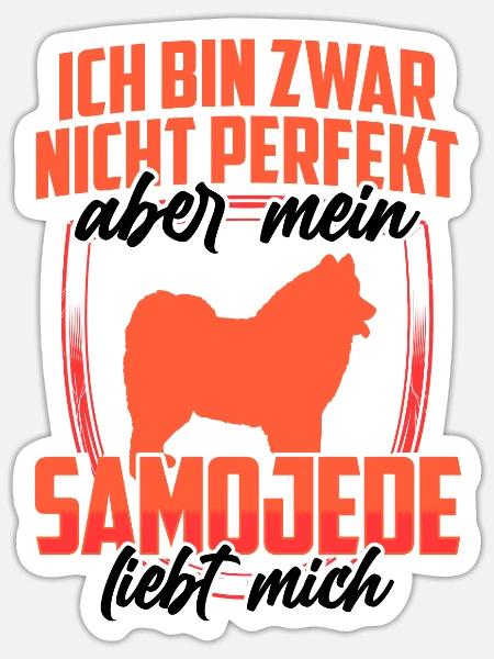 Samojede liebt mich Samojedenspitz Samojede - Sticker Größe S (10 x 10 cm) - Mattweiß