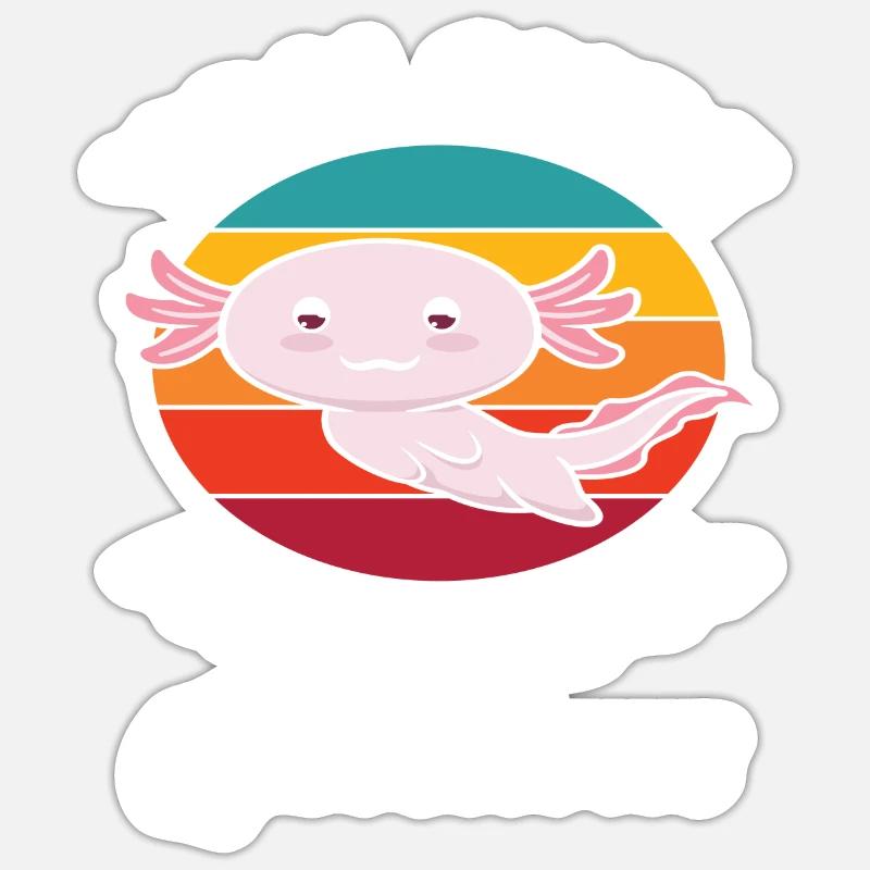 Dicton rétro Axolotl - Sticker taille S (10 x 10 cm) - blanc mat
