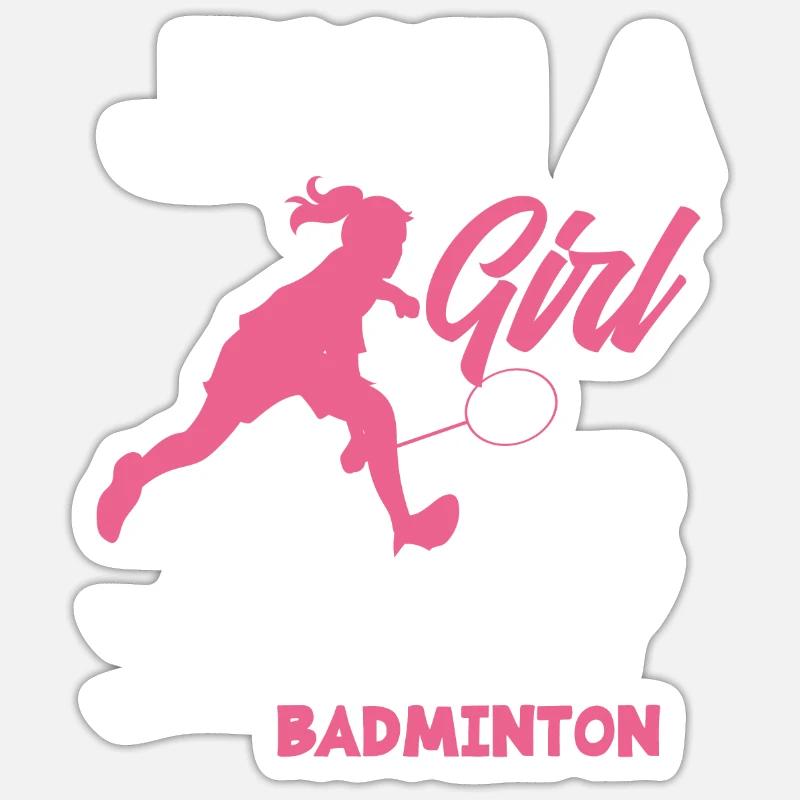 Badminton Mädchen - Sticker Größe S (10 x 10 cm) - Mattweiß