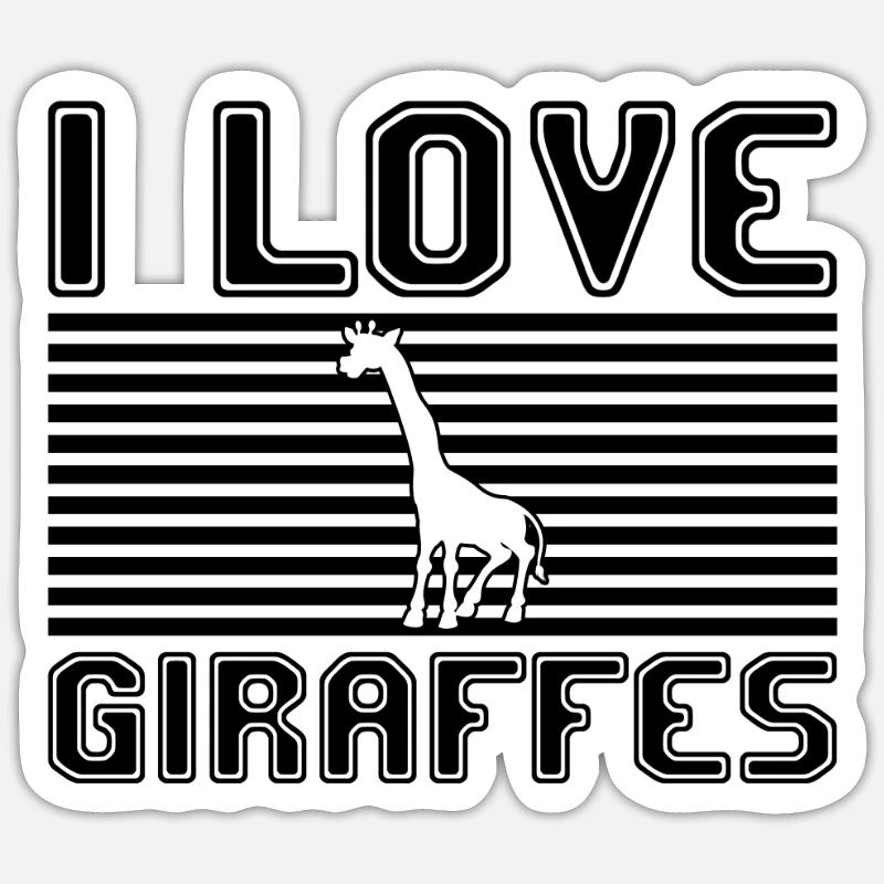 J’adore les girafes - Sticker taille S (10 x 10 cm) - blanc mat