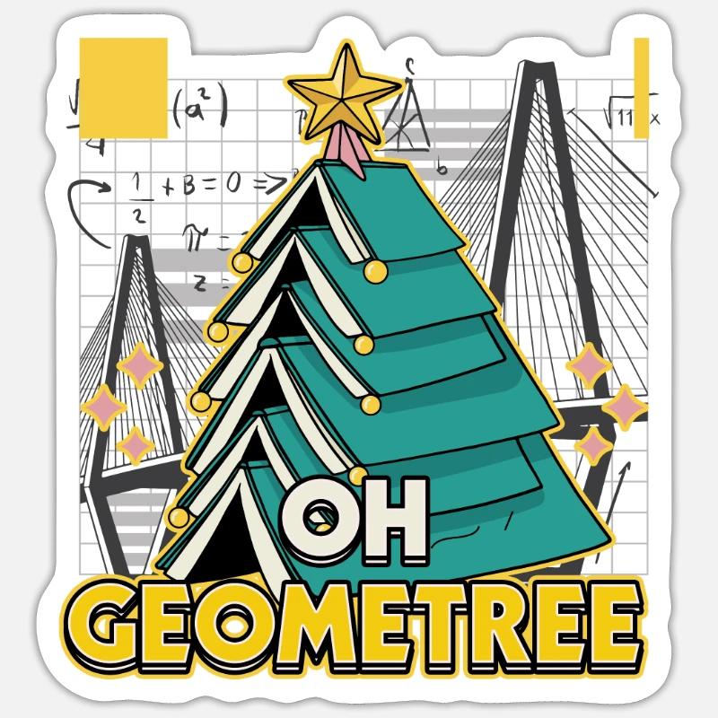 Oh Geometree Xmas Design pour un professeur de mathématiques Math - Sticker taille S (10 x 10 cm) - blanc mat
