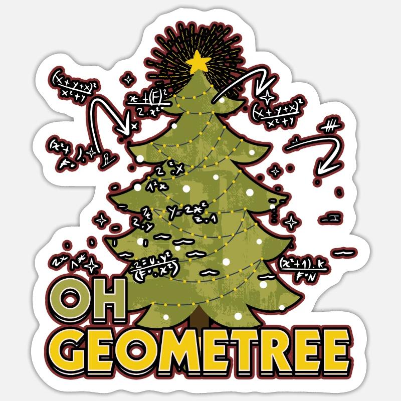 Oh Geometree Xmas Design for a Math Teacher Math - Sticker Größe S (10 x 10 cm) - Mattweiß