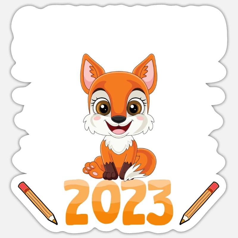 Fuchs Schulkind 2023 - Sticker Größe S (10 x 10 cm) - Mattweiß