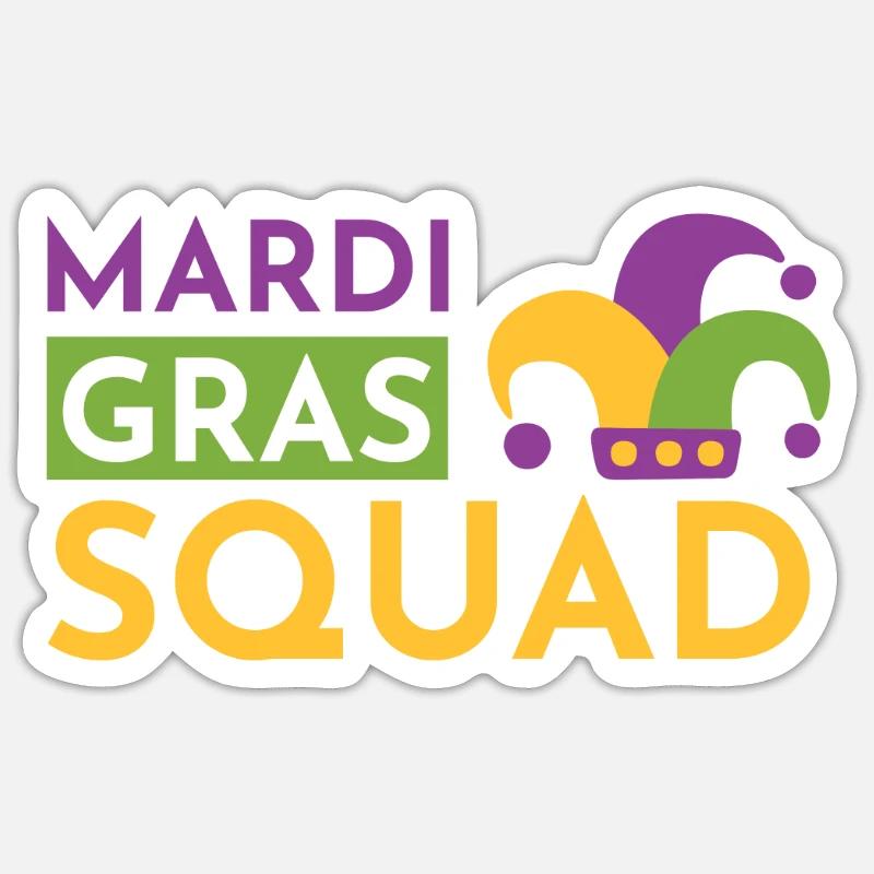 Escouade de Mardi Gras - Sticker taille S (10 x 10 cm) - blanc mat