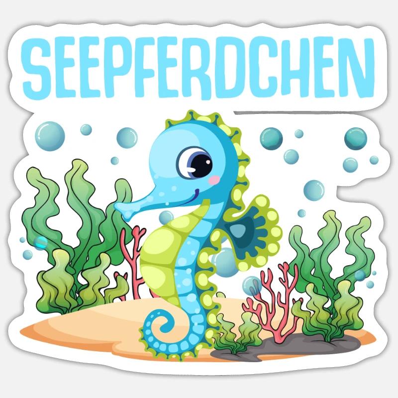 Seepferdchen Abzeichen Seepferdchen bestanden - Sticker Größe S (10 x 10 cm) - Mattweiß