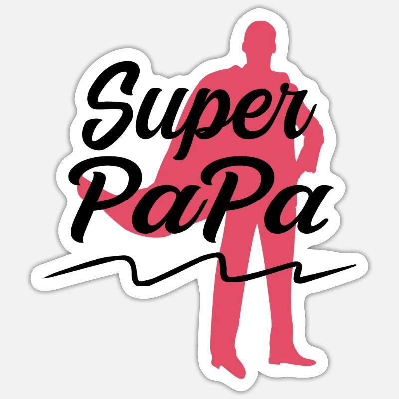 SUPER PAPA - Sticker taille S (10 x 10 cm) - blanc mat