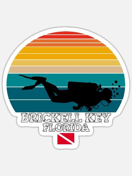 Brickell Key US Island Diving - Sticker Größe S (10 x 10 cm) - Mattweiß