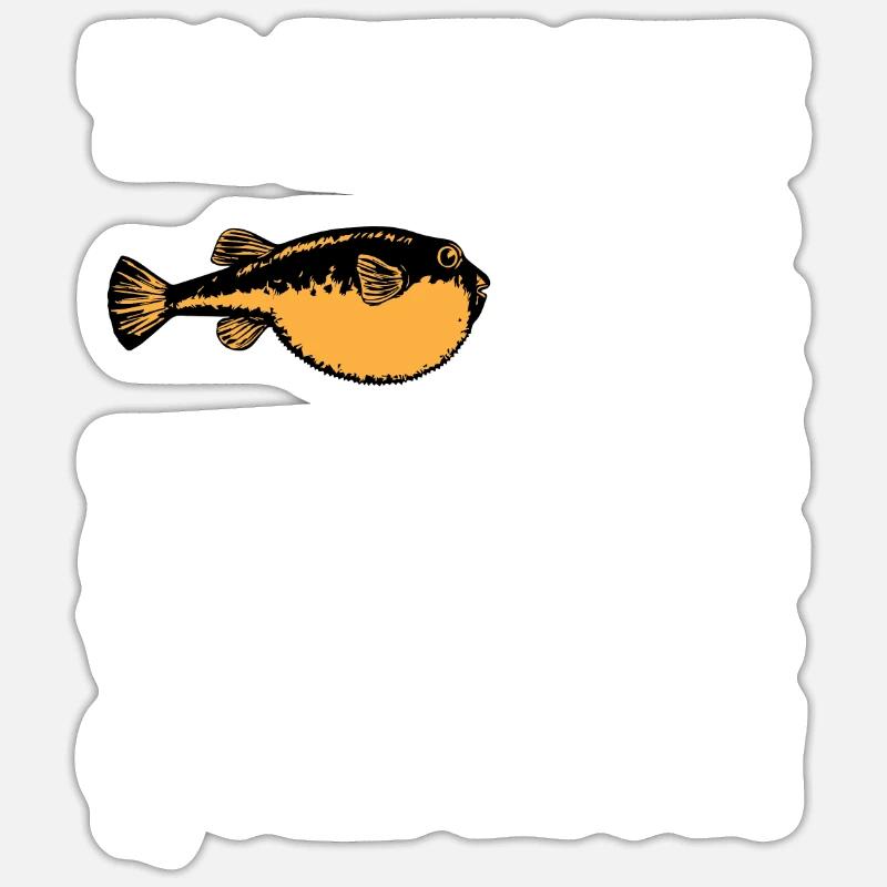 Lustiger Kugelfisch Spruch - Sticker Größe S (10 x 10 cm) - Mattweiß