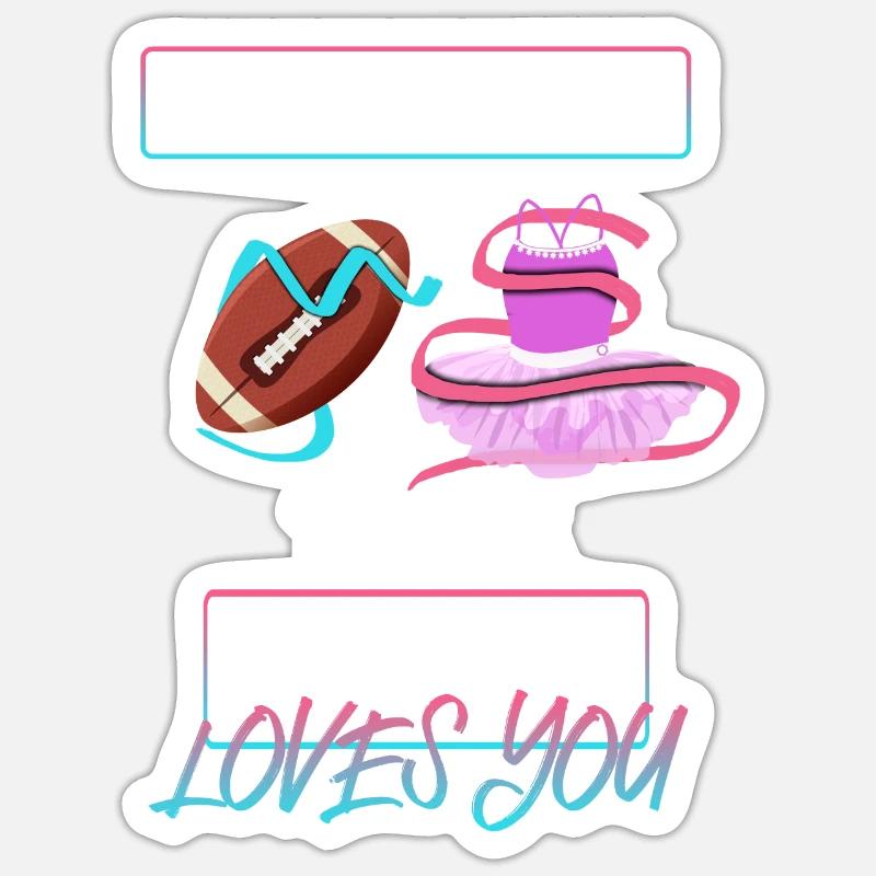 Touchdowns ou Tutus Daddy T’aime - Sticker taille S (10 x 10 cm) - blanc mat